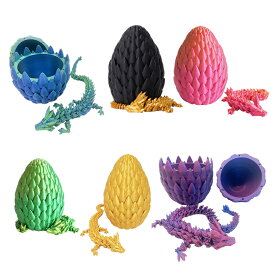 3Dプリントドラゴンエッグ入り 完全連結ドラゴンクリスタルドラゴン ドラゴンエッグ付き 柔軟な関節 ホームインテリア エグゼクティブデスクトイ ホームオフィス装飾 自閉症/ADHD用エグゼクティブデスクおもちゃ