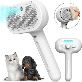 VOOPH ペット用ブラシ 噴霧式 ワンプッシュ式 犬用ブラシ 猫ブラシ 抜け毛取り VOOPH 噴霧式 USB充電式 スリッカーブラシ 猫くし 犬くし ペットグルーミングブラシ 長毛 短毛 猫用品 丸洗い可能 皮膚に優しいブラシ 猫犬通用 ペットグル