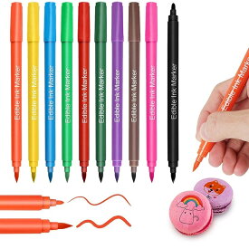 フードペン 食品着色ペン 食紅 セット 食用色素 フードカラー 食用色素マーカー 食品着色料マーカー 両面線画ペン ベーキング用色素マーカー お菓子 デザート ビスケット マシュマロ ビスケット ケーキ塗装ペン 10色セット 子供