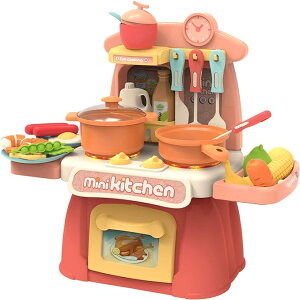 ままごと遊び キッチンセット台所 ままごとセット 26点セット 収納可 リアル料理音 ままごとおもちゃ ごっこ遊び クッキングトイ 知育玩具 おもちゃ 組立式 鍋 お皿 フライパン フライ返し