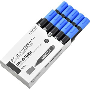 コクヨ(KOKUYO) ホワイトボード用マーカー 再生樹脂 中字 青 10本セット PM-B102NBX10SET