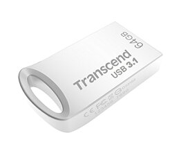 トランセンド USBメモリ 64GB USB 3.1 キャップレス コンパクトタイプ メタル シルバー 耐衝撃 防滴 防塵データ復旧ソフト無償提