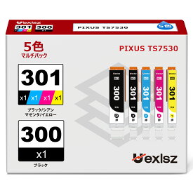 【最大1000円クーポン】CANON 用 BCI-301/300 大容量 5色セット キヤノン インク 301 300 互換インク BCI-300PGBK / BCI-301BK / BCI-301C / BCI-301M / BCI-301Y PIXUS TS7530 インク bci-300 bci-301 BCI-301XL BCI-300XL 二年保証付 BCI-301XL+300XL/5MP ブラック顔料