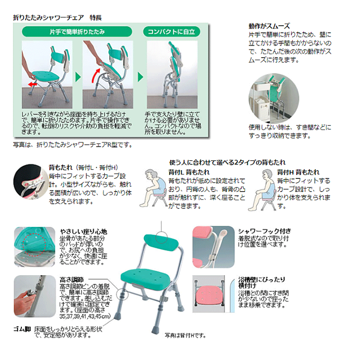 楽天市場】リッチェル 折りたたみシャワーチェア M型 背付H 47941