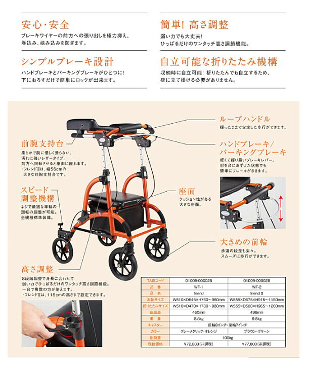 ☆極美品 前腕支持台型歩行車 friend（フレンド）【WF-1】 （楽天市場 