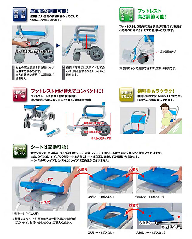 (代引き不可) ウチヱ シャワーラク O型:SWR-100　U型:SWR-102（お風呂用品 シャワーチェアー シャワーキャリー シャワー用車いす  浴用キャリー）介護用品 | ｅかいごナビ 介護用品ショップ