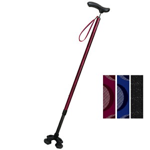 杖 ステッキ 四点杖 おしゃれ スリムネック 握りやすい やわらGELグリップ 4点杖 ブラック ネイビー ボルドー シナノ (ゲル ジェル ソフト樹脂 伸縮 軽量 男性 女性 シンプル 散歩 ウォーキン