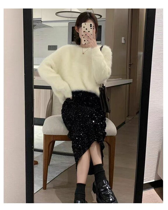 楽天市場】ロングスカート レディース スカート 秋冬 スパンコール 