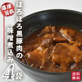 【今だけ！2000円ポッキリ】鹿児島県産 黒豚 ほろほろ味噌煮込み 4袋 4人前 【送料無料】 鹿児島 お土産 レトルト レトルト食品 惣菜 総菜 おかず ご飯のおとも 国産 みそ煮込み かごしま土産 父の日