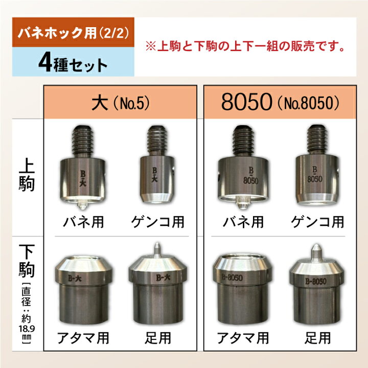 楽天市場】ハンドプレス機 打ち駒 13種セット カシメ バネホック  