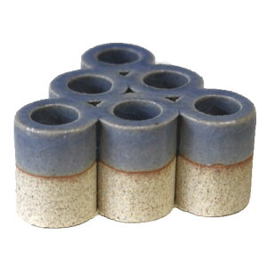 陶 剣山 花瓶 ブルー 陶剣山 6穴 水盤 美濃焼多治見 絵器彩陶