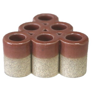 陶 剣山 花瓶 赤い 陶剣山 6穴 水盤 美濃焼多治見 絵器彩陶