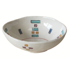 楕円鉢 手描き モザイク 中 15.7cm 国産　美濃焼食洗機対応 電子レンジ対応多治見 絵器彩陶