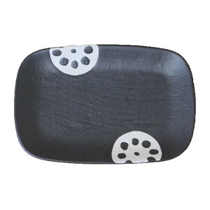 焼物皿 れんこん 黒マット 17.5cm 角皿 国産 美濃焼食器 業務用 食洗器対応 レンジ対応