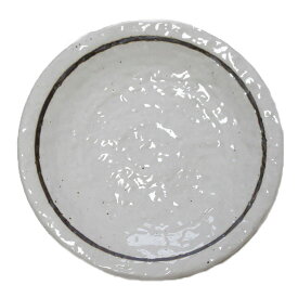 お 皿 粉引ライン 石目 6.0皿 19.5cm 日本製 業務用 食洗機対応 レンジ対応 美濃焼