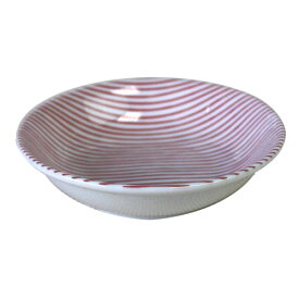 小鉢 赤細縞 小皿 11.0cm 国産 業務用 食器 珍味皿ストライプ 薬味皿 シンプル すっきり しょうゆ皿