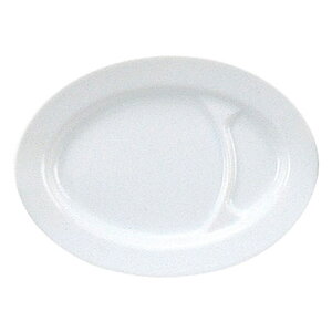 仕切り皿 白中華 餃子皿 仕切小判皿 23.2cm国産 食洗機対応 レンジ対応 楕円形 中華食器 業務用