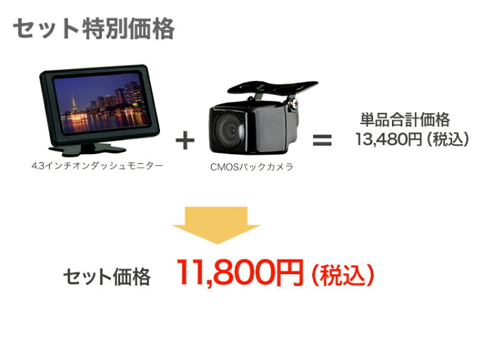 楽天市場】バックカメラ モニター セット4.3インチ小型モニター & 高 