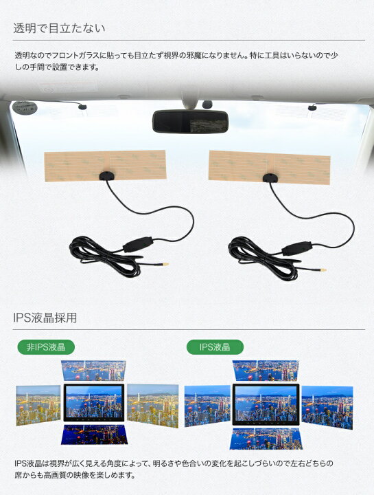 楽天市場】フルセグ内蔵 リアモニター 2×2 地デジチューナー HDMI 
