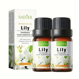 【2本セット】ユリ精油、アロマ トリートメント オイル、ボディマッサージ、フェイスケア、ヘアケア、デイリーアロマ、マッサージ アロマ オイル、無添加無香料 100%天然成分、マッサージオイル 水溶性、フェムケア オイル (1本10ml/2本入り)