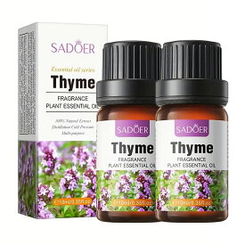 【2本セット】タイム精油、アロマ トリートメント オイル、ボディマッサージ、フェイスケア、ヘアケア、デイリーアロマ、マッサージ アロマ オイル、無添加無香料 100%天然成分、マッサージオイル 水溶性、フェムケアオイル (1本10ml/2本入り)