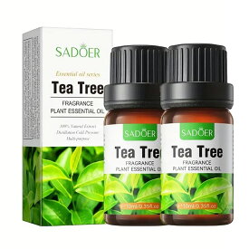 【2本セット】ティーツリー精油、アロマ トリートメント オイル、ボディマッサージ、フェイスケア、ヘアケア、デイリーアロマ、マッサージ アロマ オイル、無添加無香料 100%天然成分、マッサージオイル 水溶性、フェムケア オイル (1本10ml/2本入り)