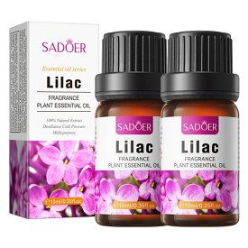 【2本セット】ライラックエッセンシャル精油、アロマ トリートメント オイル、ボディマッサージ、フェイスケア、ヘアケア、デイリーアロマ、マッサージ アロマ オイル、無添加無香料 100%天然成分、マッサージオイル 水溶性、フェムケア オイル (1本10ml/2本入り)