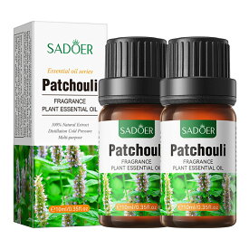 【2本セット】パチョリ精油、アロマ トリートメント オイル、ボディマッサージ、フェイスケア、ヘアケア、デイリーアロマ、マッサージ アロマ オイル、無添加無香料 100%天然成分、マッサージオイル 水溶性、フェムケア オイル (1本10ml/2本入り)