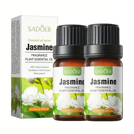 【2本セット】ジャスミン精油、アロマ トリートメント オイル、ボディマッサージ、フェイスケア、ヘアケア、デイリーアロマ、マッサージ アロマ オイル、無添加無香料 100%天然成分、マッサージオイル 水溶性、フェムケア オイル (1本10ml/2本入り)