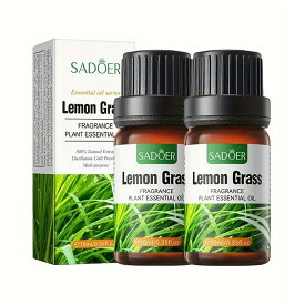 【2本セット】レモングラス精油、アロマ トリートメント オイル、ボディマッサージ、フェイスケア、ヘアケア、デイリーアロマ、マッサージ アロマ オイル、無添加無香料 100%天然成分、マッサージオイル 水溶性、フェムケア オイル (1本10ml/2本入り)