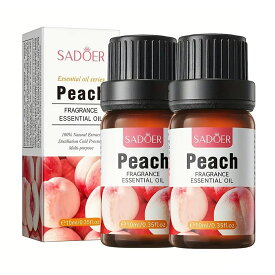 【2本セット】ピーチ精油、アロマ トリートメント オイル、ボディマッサージ、フェイスケア、ヘアケア、デイリーアロマ、マッサージ アロマ オイル、無添加無香料 100%天然成分、マッサージオイル 水溶性、フェムケア オイル (1本10ml/2本入り)