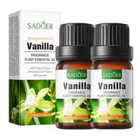 【2本セット】バニラ精油、アロマ トリートメント オイル、ボディマッサージ、フェイスケア、ヘアケア、デイリーアロマ、マッサージ アロマ オイル、無添加無香料 100%天然成分、マッサージオイル 水溶性、フェムケア オイル (1本10ml/2本入り)