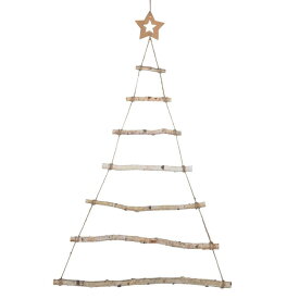 GWHOLE クリスマスツリー 壁掛けタイプ 装飾 ぶら下げ オーナメント 木製 三角 クリスマスロープ デコレーション クリスマス はしご パーティー 屋内 窓 壁 木 ロープ