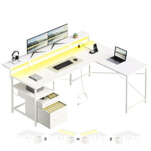 Maihail SZ903-JP デスク 机 パソコンデスク l字デスク 棚付き ディスプレイスタンド付き 幅155cm desk