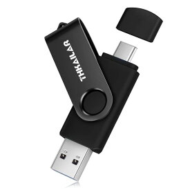 THKAILAR 128GB USBメモリタイプC USB 3.1 超高速フラッシュドライブ 読取最大150MB/s Type-C ＆ Type-A デュアルメモリースティック OTGデータ転送、スマホ/PC/MacBook/Pad/など対応【128GB，青い】