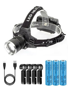 LED ヘッドライト CREE XHP199 1000000ルーメン USB 充電式 ヘッドランプ 5点灯モード ヘルメット ライト 角度調節可能 ズーム機能 高輝度 電量ディスプレイ可能 夜釣り ライト 軽量 防水 停電 防災