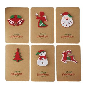 クリスマス カード グリーティングカード メッセージカード 二つ折り 年賀状 クリスマスツリー クリスマス飾り サンタクロース 雪だるま ポストカード 封筒付き 6種類 6枚セット