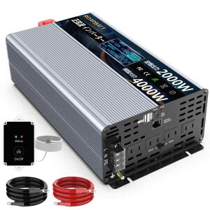 インバーター 正弦波 2000W 4000W DC12V/DC24V-AC100V 新型仕様 DC12V/DC24V(直流)をAC100V(交流)に変換 50hz/60hz切替可能 車載から家庭用非常電源 ACコンセント、USBポート リモコン 大電流接