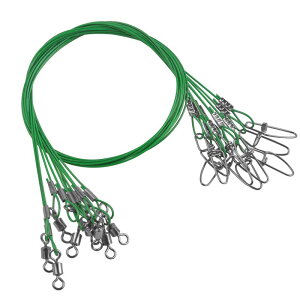 ワイヤーハリス 太刀魚 仕掛け 太い 釣り ワイヤーリーダー 耐摩耗 タチウオ ハリス 20本 150lb 50cm 黒 緑 赤