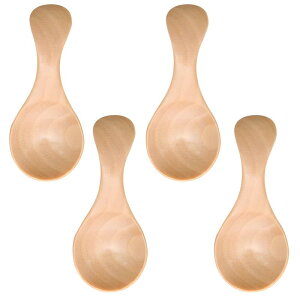 nalaina 木製スプーン 小さな木製スプーン (4個セット) ティースプーン 調味料 ハニー コーヒー マスタード 砂糖塩調味料さじ スイーツアイススプーン 天然木
