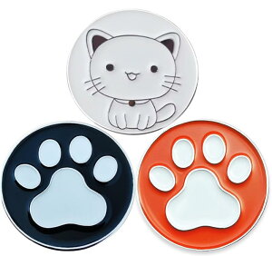 Adhere ゴルフ マーカー 金属ゴルフ ロゴボールマーク かわいい猫犬 肉球 デザイ3個入り 含まない 台座