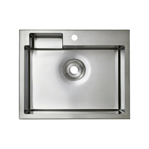 【オリジナルのキッチンシンク】ekrea Parts Eシンク エッジ ポケット付き排水一体型(オーバータイプ)W663(内寸:W600) オーバーシンク ステンレス ヘアライン仕上 スポンジ収納 洗剤ボトル