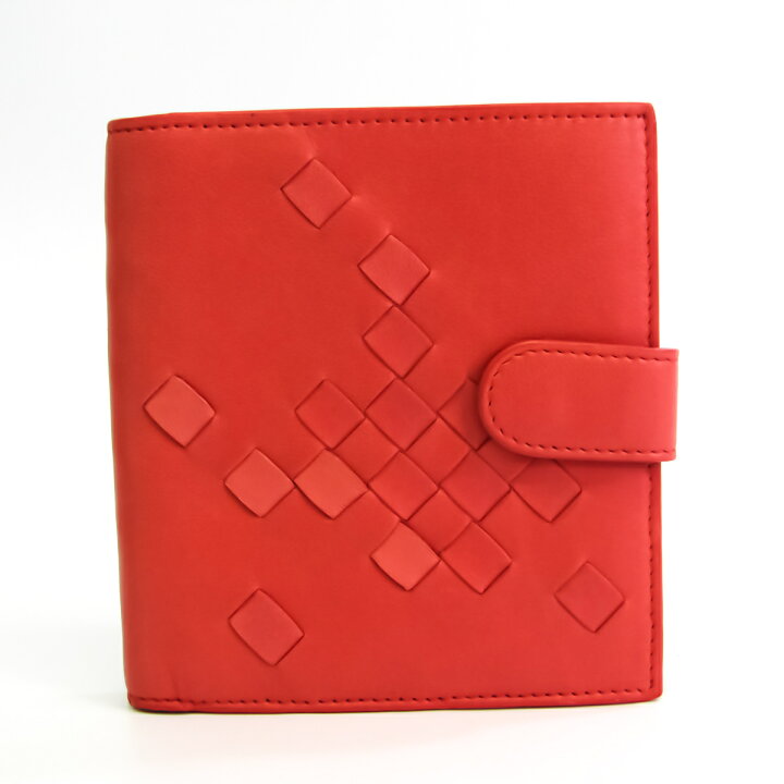 ボッテガヴェネタ イントレチャート 2つ折り財布 レッド 114073 中古  