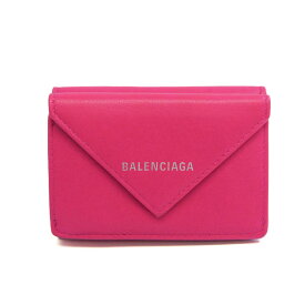 バレンシアガ(Balenciaga) ペーパー ミニウォレット 391446 レディース レザー 財布（三つ折り） ピンク 【中古】