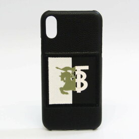 バーバリー(Burberry) ナイトロゴ 8020802 レザー バンパー iPhone X 対応 ブラック 【中古】