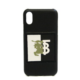 バーバリー(Burberry) ナイトロゴ 8021802 レザー バンパー iPhone X 対応 ブラック 【中古】