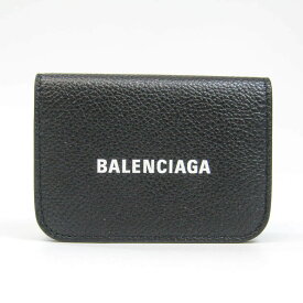 バレンシアガ(Balenciaga) CASH MINI WALLET 593813 レディース,メンズ レザー 財布（三つ折り） ブラック,ホワイト 【中古】