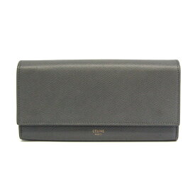 セリーヌ(Celine) ラージフラップ 10B563 レディース レザー 長財布（二つ折り） グレー 【中古】