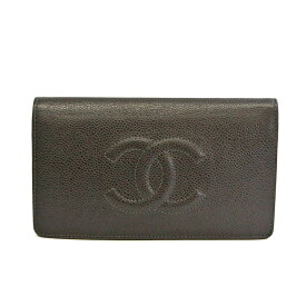 シャネル(Chanel) ココマーク A48651 レディース キャビアスキン 長財布（二つ折り） グレー 【中古】