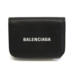 バレンシアガ(Balenciaga) キャッシュ ミニ 593813 メンズ,レディース レザー 財布（三つ折り） ブラック 【中古】
